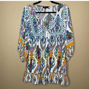 Rachel Zoe multi colored peasant top 3x